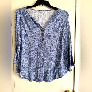 Blue Patterned Women's Top